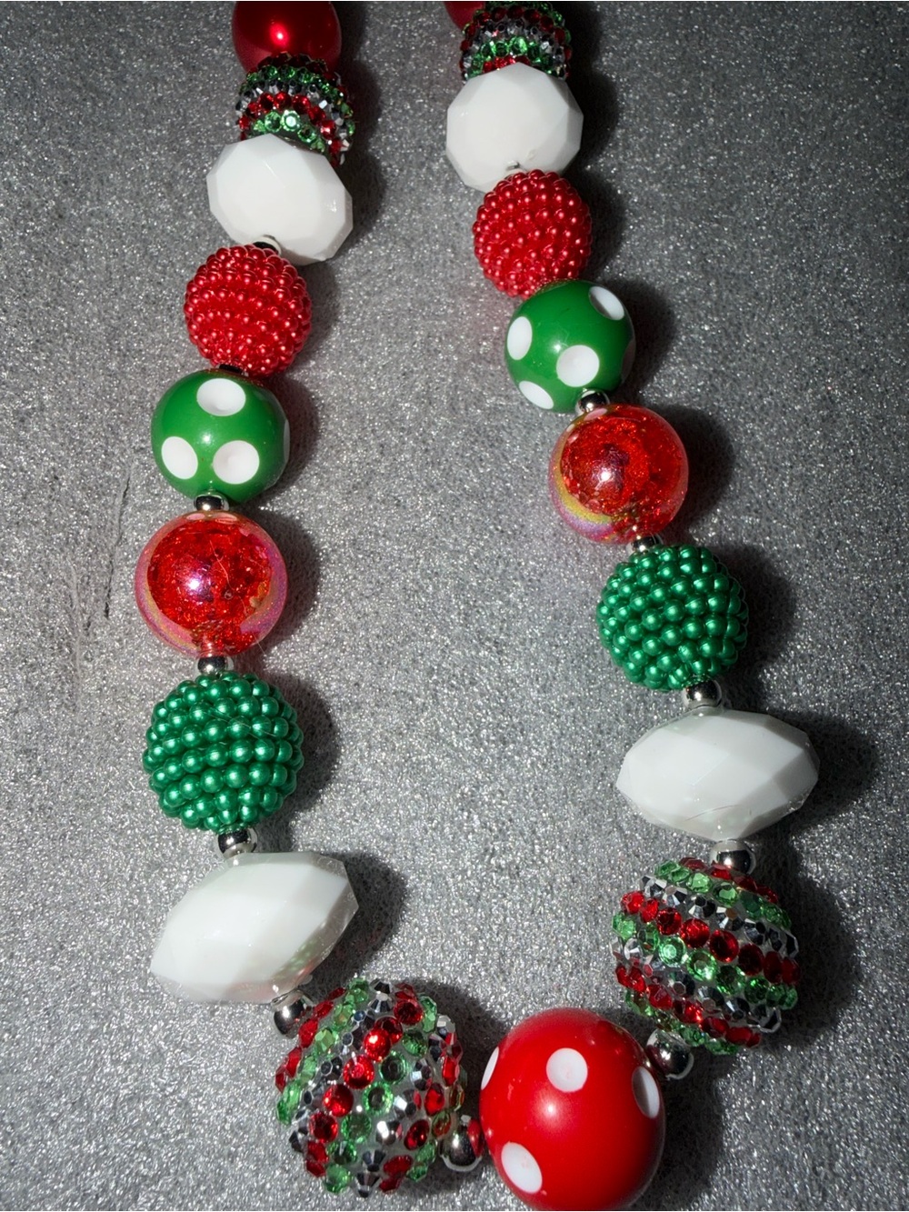 Festive Red, Green & White Beaded Statement Necklace - Pet Collar